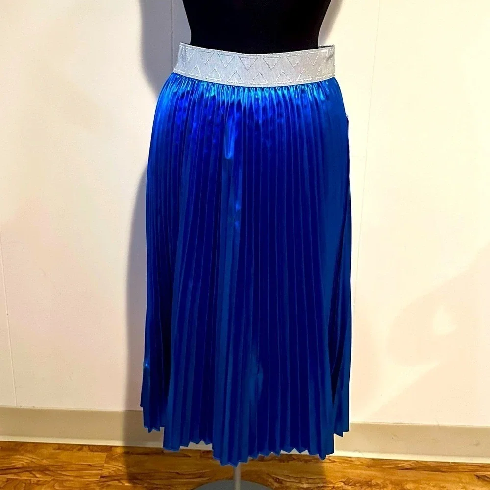 NWT Electric Blue‎ Elegant Jill LuLaRoe Metallic Accordion Pleated Skirt size M